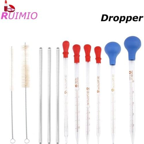 10 PCS Glass Liquid Droppers Rubber Cap Pipette Dropper Essential Oils Dropper Scale Glass Tube Dropper