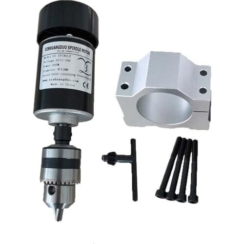 200W Air cooled spindle motor 0.2KW dc motor CNC engraving machine DC12V-24V new High Speed DC Motor Spindle 10000 RPM With Fan