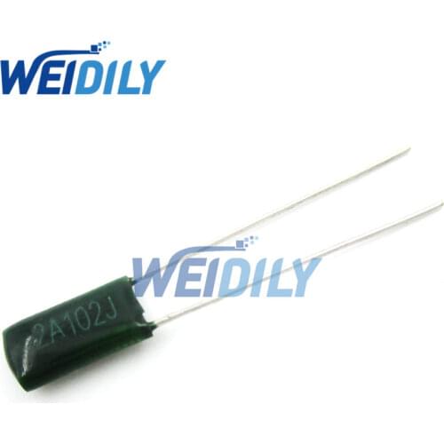 100PCS/LOT 2A102J 2A102 100V 0.001UF 1nF Polyester Film Capacitor Capacitance