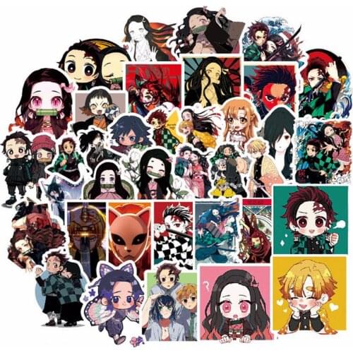 50pcs/set Demon Slayer Kimetsu no Yaiba Sticker Tanjirou Nezuko Agatsuma Zenitsu DIY PVC Waterproof Stickers Props Randomly Send