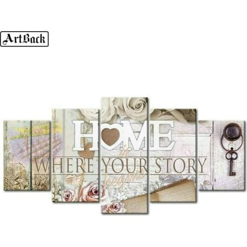 5d diamond painting home sweet home full square drill LOVE diamond embroidery 5 spell diamond embroidery crafts painting 5pcs