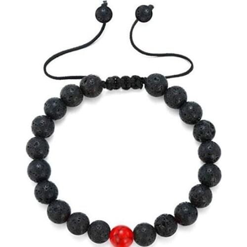 8mm black red multicolor Agate Chakra Healing Reiki Buddha Yoga Bracelet elastic adjustable Volcanic Stone Bangles rt43