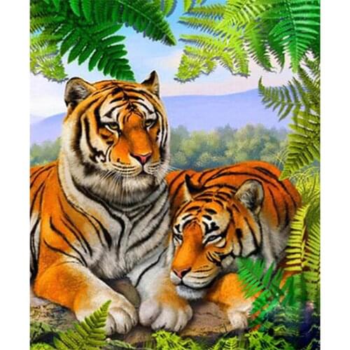 QIZITENG 5D Diy Diamond Painting Tiger Animal Full Square/Round Rhinestone Mosaic Embroidery Cross Stitch Home Decoration Gift