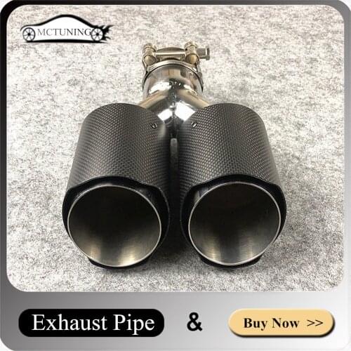 One Piece Y Model Stainless Steel For Akrapovic Muffler Pipe Length 240MM Car Universal Carbon Fiber Matte Exhaust Pipe Nozzles