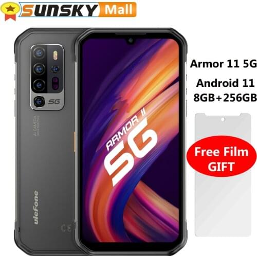 Ulefone Armor 11 5G Phone 8GB 256GB Face ID Fingerprint ID 5200mAh 6.1 inch Android 10.0 Octa Core OTG Global 4G Smartphone