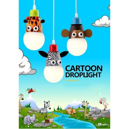 Children Bedroom Cartoon Pendant Light Mokey,girraf,zebra Led Night Light For Kids Droplight Drop pendant lights