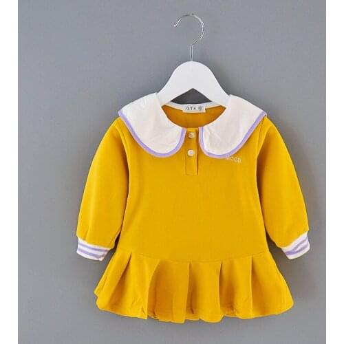 Children Dresses Girls Long Sleeve Autumn Clothes Kids rainbow printed Stripe Peter Pan Collar Sweet Tutu Dress Baby Outfit 1-3Y