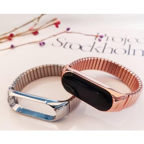 Strechable Metal Replacement Bracelet for Xiaomi Mi Band 5/6 NFC Luxury Fashion Stainless Steel Wrist Strap Band for Mi band 5