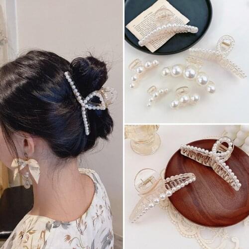 WYINYA Elegant retro pearl hairpin side clip girl back head hair catching hair clip catching clip hairpin headdress