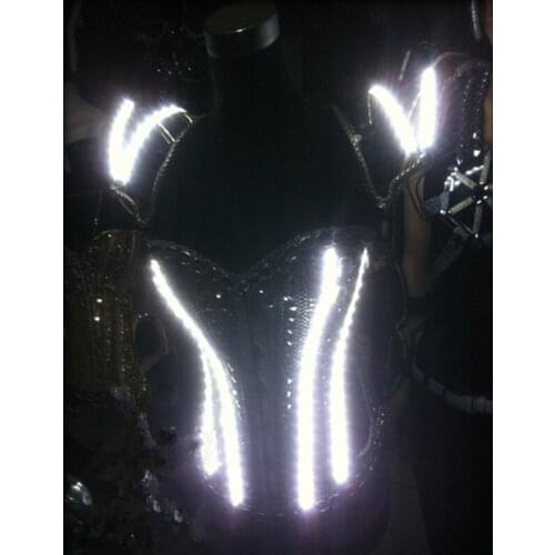 Hot Sale Led Luminous Performance Fashion Show Costumes Growing Female Warrior Armor Singer DJ Clothes Ballroom