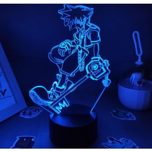 3D Lava Lamp Kingdom Hearts Game Figure Sora Keyblade Led RGB Battery Changing Night Light Gaming Room Table Colorful Decoration