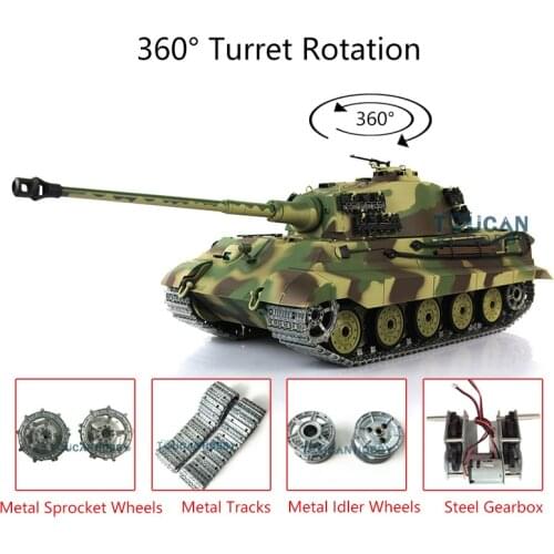 Toys 1/16 Heng Long 7.0 Upgraded German King Tiger RTR RC Tank 3888A W/ 360° Turret TH17525-SMT4