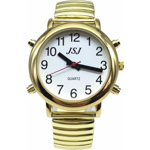 Spanish Talking Watch with Alarm, White Dial, Only One button, Expansion Band