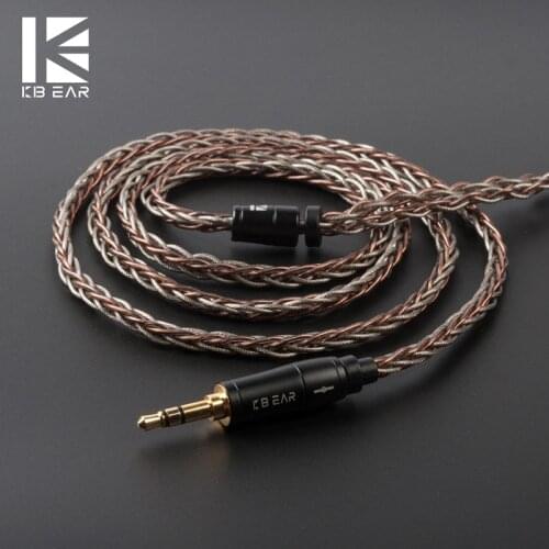 KBEAR rhyme 8 core UPOCC single crystal copper+ Silver foil cable winding cable 2pin/MMCX/QDC/TFZ with 2.5/3.5/4.4 materia KS2