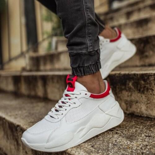 Knack sneakers mens shoes 606 white red sport lace-up style seasonal spring summer 2021 fashion orthopedic casual base