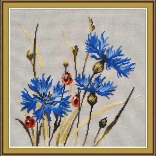Oven - 799 blue cornflower 35-35 cross stitch kit aida fabric 18ct 14ct canvas cotton thread embroidery kits DIY craft set