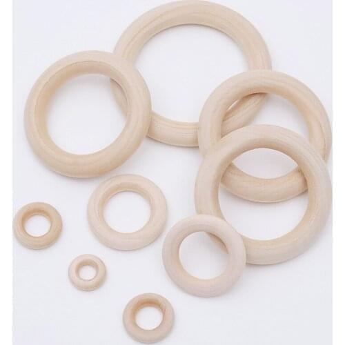 New Natural Color DIY 15-70cm Wooden Beads Pendant Connectors Circles Rings Beads Unfinished Natural Wood Wall Hanging Ornament