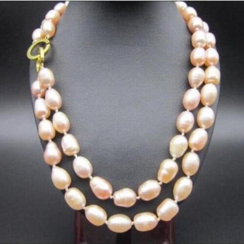 New beautiful 10-12MM AAA Natural south sea pink pearl necklace 18-19inch