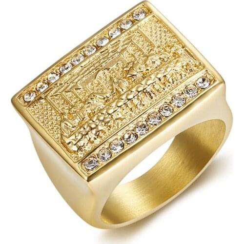 New Arrival Hip hop Unisex High Quality Gold/silver color Vinci Jesus Judah Dinner The Last Supper ring with zircon