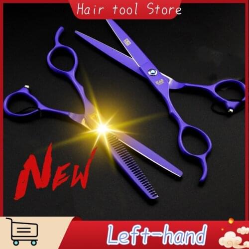 Sexy Violet Salon Haircut Left Hand Hairdressing Scissors Lefty Tooth Scissors Thin Shear Flat Shears Left Hand Scissors Set
