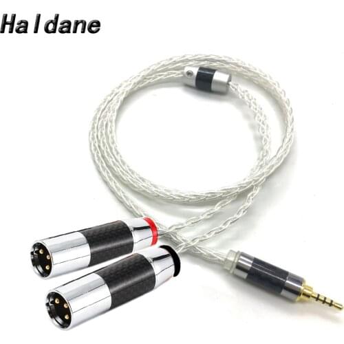 Haldane HIFI 8 Cores 7N OCC Silver Plated 4.4mm/3.5mm/2.5mm TRRS Balanced to Dual 2x 3pin XLR Balanced Male Audio Adapter Cable
