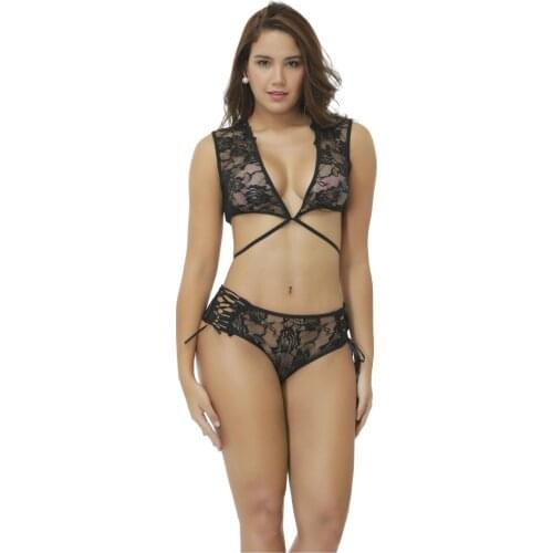 Transparent Bondage Mesh Lingerie Set Porn Sexy Tulle Lace Bar Backless Bustier Corset Hot Erotic Underwear Women Panties Sexi