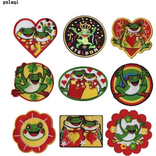 Pulaqi DIY Frog Patch Frog Carnival For Netherland Iron On Embroidered Patches For Clothing oeteldonk Sewing Stripes For Clothes
