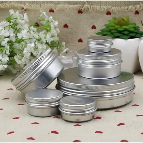 50 x 5ml 10ml 15ml 30ml 50ml 60ml Empty Aluminium Bottles Sample Canisters Makeup Oil Wax Box Reusable Packaging Can Tin Pot Jar