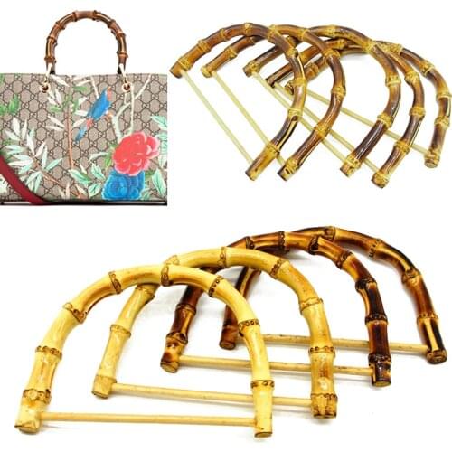 1Pc D Shape Bag Handle Bamboo Circle Handle Handmade Handbag DIY Tote Purse Making Retro Bag Accessory Bamboo Root Handle