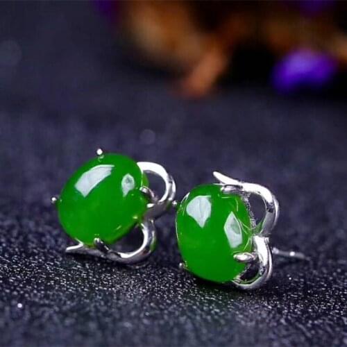 Natural and nephrite jade pendant earrings jewelry earrings egg surface Inlaid Jade teardrop-shaped earrings female style