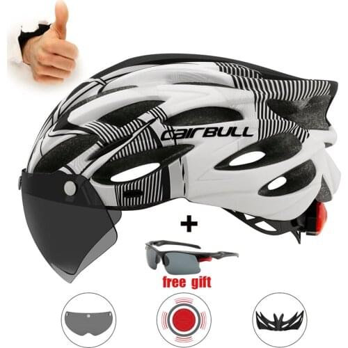 CAIRBULL MTB Cycling Helmet Intergrally Molded Bike Helmet Led Men Visor Glasses Bicycle Helmet Accessories casco bicicleta