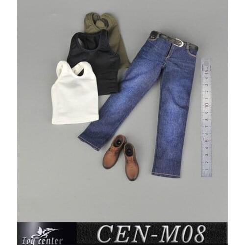 1/6 Scale Sports Vest Jeans Suit Shoes Male Clothes Accessory Model for 12'' Strong Muscle Action Figure Body CEN-M08