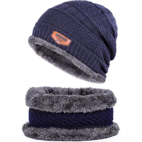 Winter Knitted Hats Men Leaf Leather Beanies Hat Women Warm Knit Velvet Outdoor Skullies Hats Winter Bonnet Beanies Caps