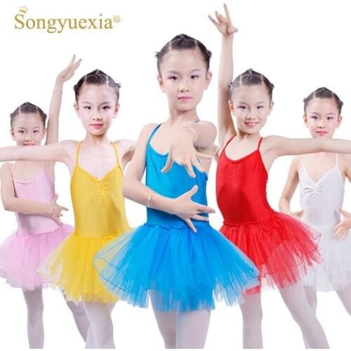 Girls' Ballet Dance Dress Kids' Hot Ballerina Leotard Gymnastics Clothes Childrens Tutu Suspenders Dancing Costume 5 Colors L-X