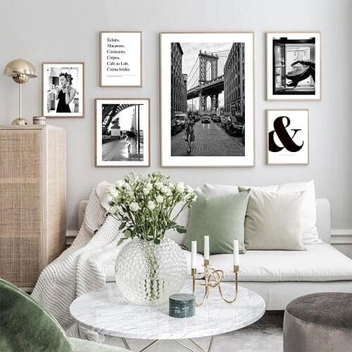Black White Fashion Wall Art Woman Print Sexy Female Poster Canvas Painting Art English Letter G Picture Modern Wall Home Decor