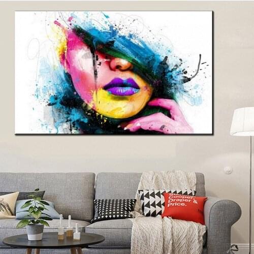 Decorative Painting Frameless Painting Multicolor Watercolor Beauty Face Spray Painting Wall Art Canvas Posters Abstract Poster