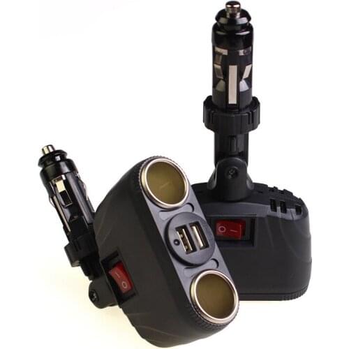 Brand Dual USB Car Charger New Cigarette Lighter Splitter Inverter 12V/24V to 5V Rotatable Car Adapter Car Socket