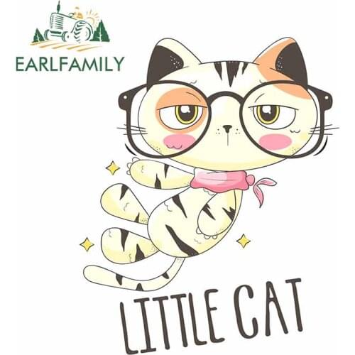 EARLFAMILY 13cm x 10.5cm Little Cat Graphics Cute Cartoon Car Stickers Waterproof Decals Car Wrap Laptop Motorcycle Sticker