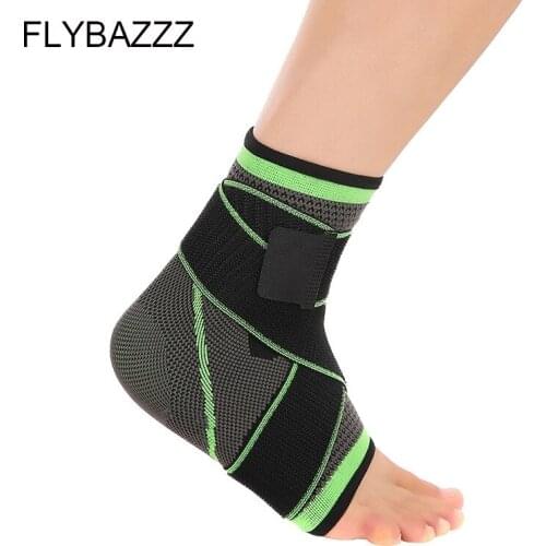 FLYBAZZZ 3D Weaving Elastic Nylon Strap Ankle Support Brace Badminton Basketball Football Taekwondo Fitness Gym Heel Protector
