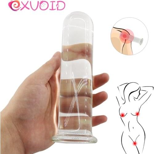 EXVOID Smooth Glass Dildo Sex Toys for Women Men Gay G-spot Massager Vagina Stimulate Crystal Cock Anal Butt Plug Big Penis Dick
