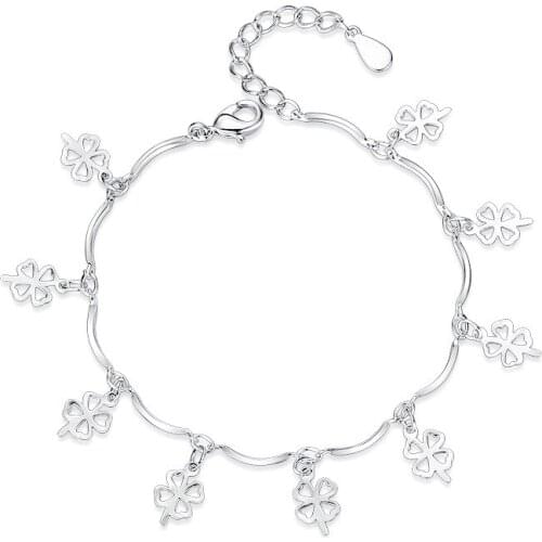 Hot sale new fashion lucky flower design 925 sterling silver ladies`bracelets wholesale jewelry birthday gift drop shipping