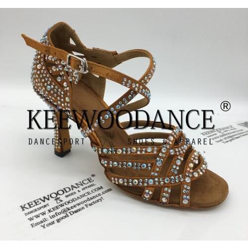 KEEWOODANCE Rhinestones ballroom dance shoes women shoes zapatos de mujer latin dance shoes scarpe da ballo latino donna
