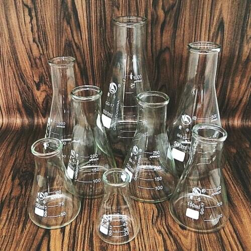 50ml to 1000ml Erlenmeyer Borosilicate Glass Flask Wide Neck Flask Conical Triangular Flask Laboratory Chemical Equipment