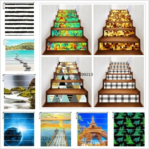 Colorful Staircase Peel & Stick Stair Sticker for Furniture Bathroom Kitchen Decor Easy to Clean Oil Proof Removable Decorative
