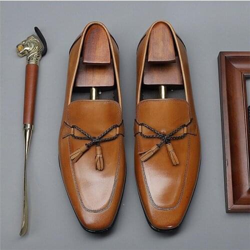 2021 Siriks Handmade Fringe Loafers Elegant Black Driving Shoes Tassels Loafer Shoes Men Casual Genuine Leather Leisure Flats 44