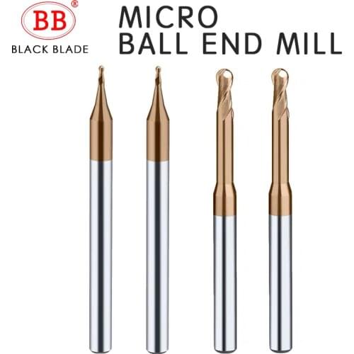 BB Micro Ball End Mill Carbide Rib Processing Cutter CNC Deep Long Neck Small Mini Tool R0.1 R0.15 R0.2 R0.25 R0.3 R0.35 R0.45