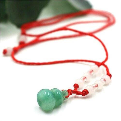 Natural Chinese Green Jade Gourd Pendant Necklace Fashion Accessories Charm Jewelry Carved Amulet Gifts for Women Men