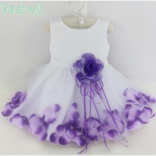 Newborn Baby Girl Dress Party Wedding Bridesmaid Lace Flower Petal Tulle Dresses Infant Girl 1st Birthday Princess Baptism Dress