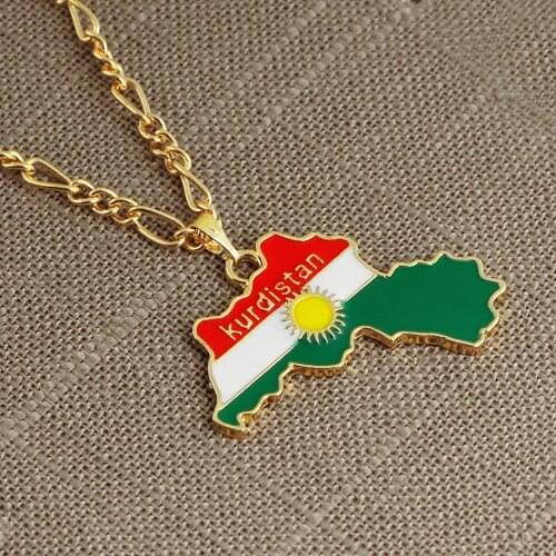 Colorful Map Pendant Necklace kurdistan Maps Necklace Jewelry For Women Men Fashion Gift