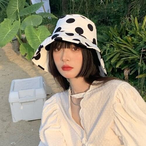 Bucket Hats For Women Hip Hop Panama Hats Dot Embroidery Beach Summer Casual Swag Bob Visor Bucket Cap sombreros de mujer 202